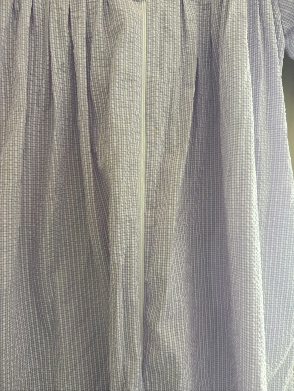 Miss Elaine Lilac Smocked V-Neck Zip sleep Dress nightgown robe pajamas medium